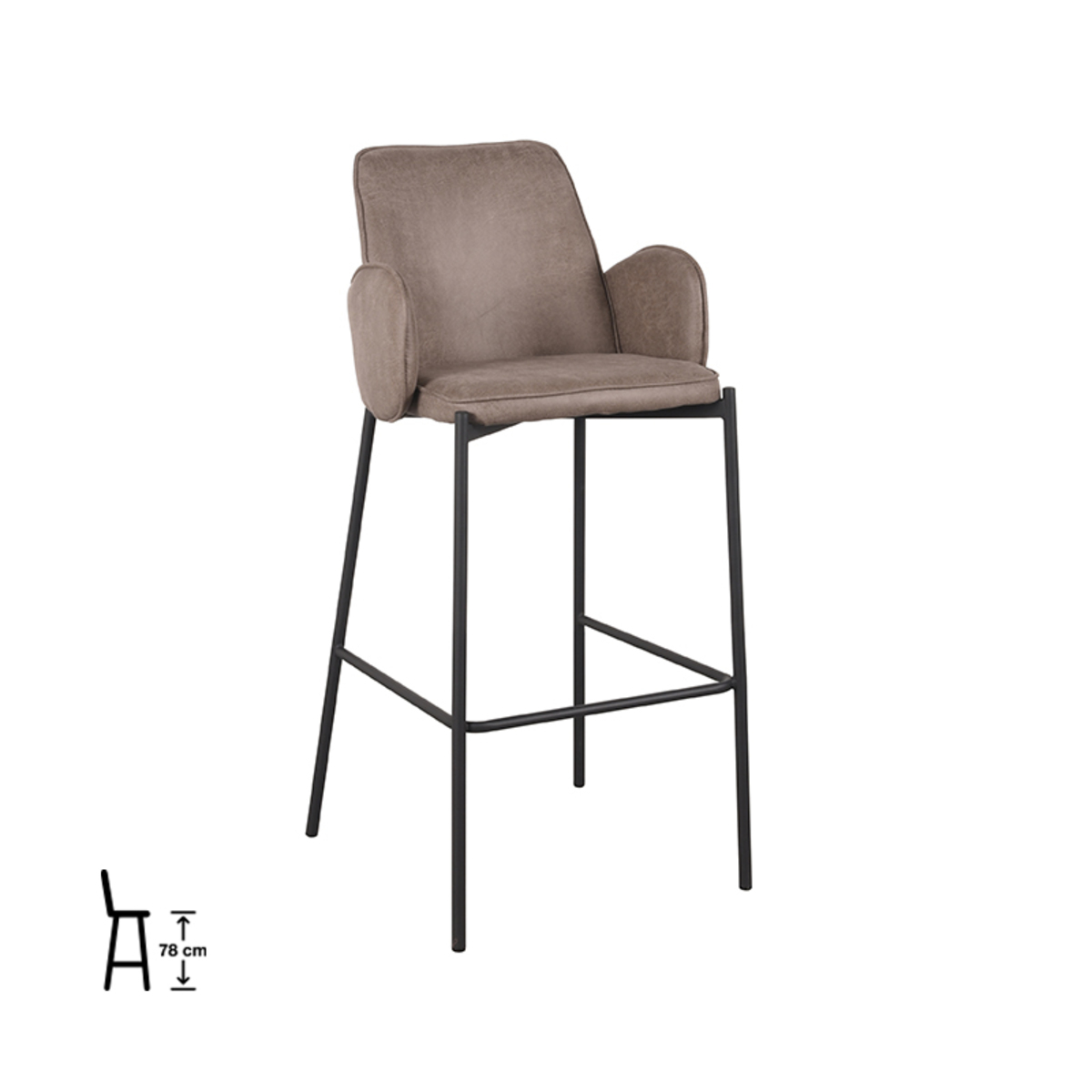 Barkruk Joni Zithoogte taupe microvezel 78 cm