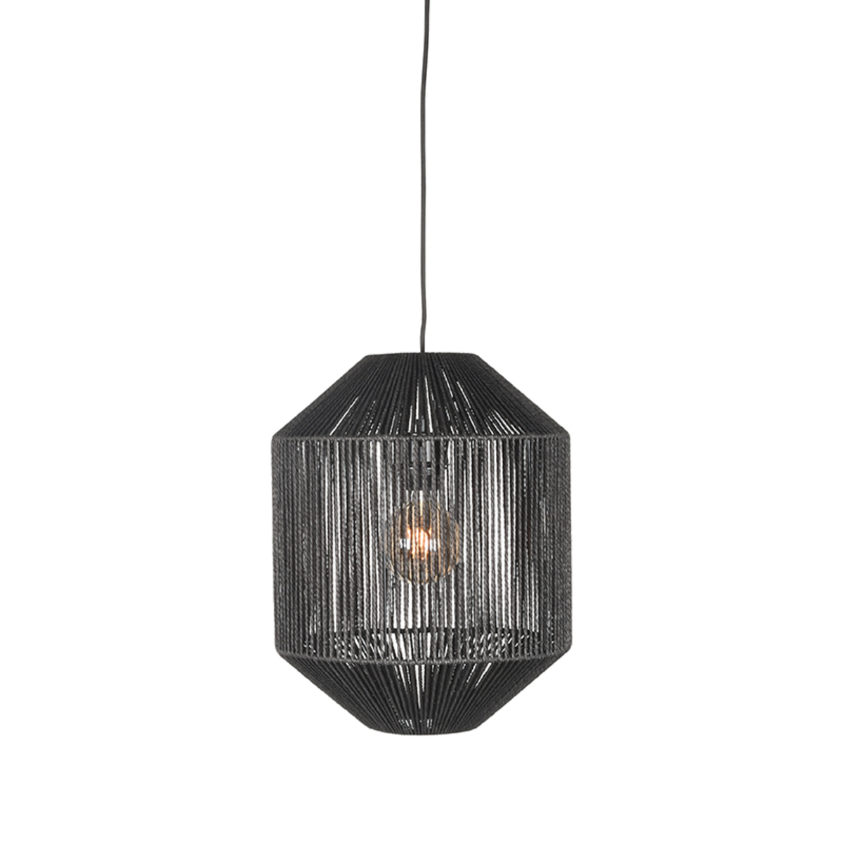 Hanglamp Ibiza Cilinder 1-lichts zwart jute