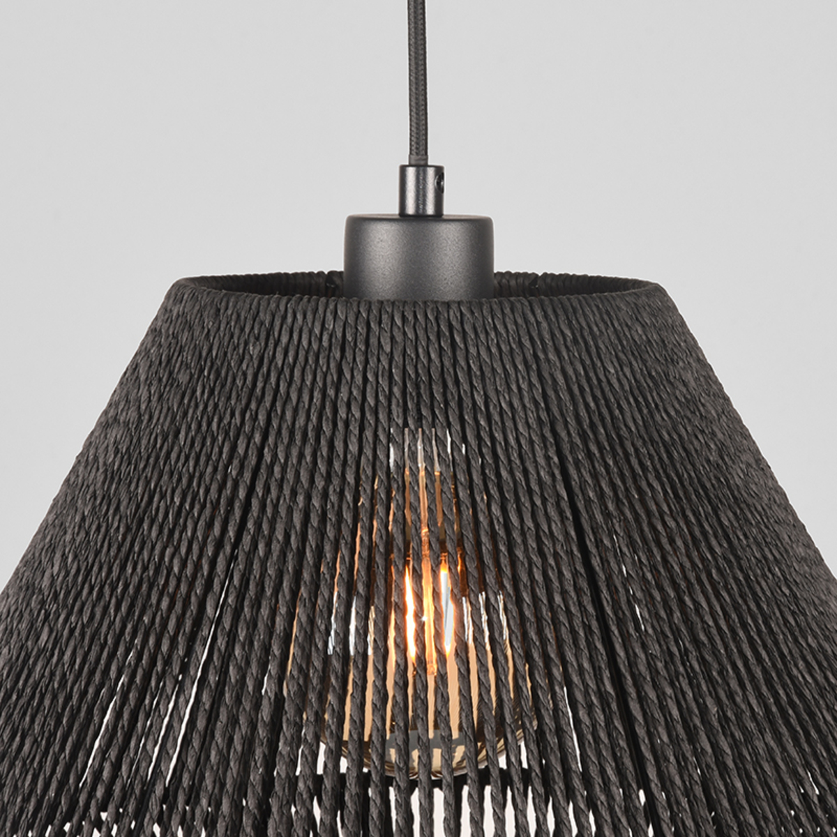 Hanglamp Ibiza 1-lichts zwart jute - Afbeelding 3