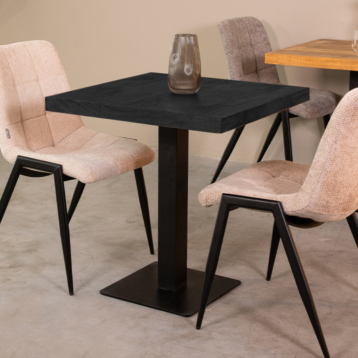 Eetkamertafel Tafelblad Edge recht zwart mangohout 70 cm