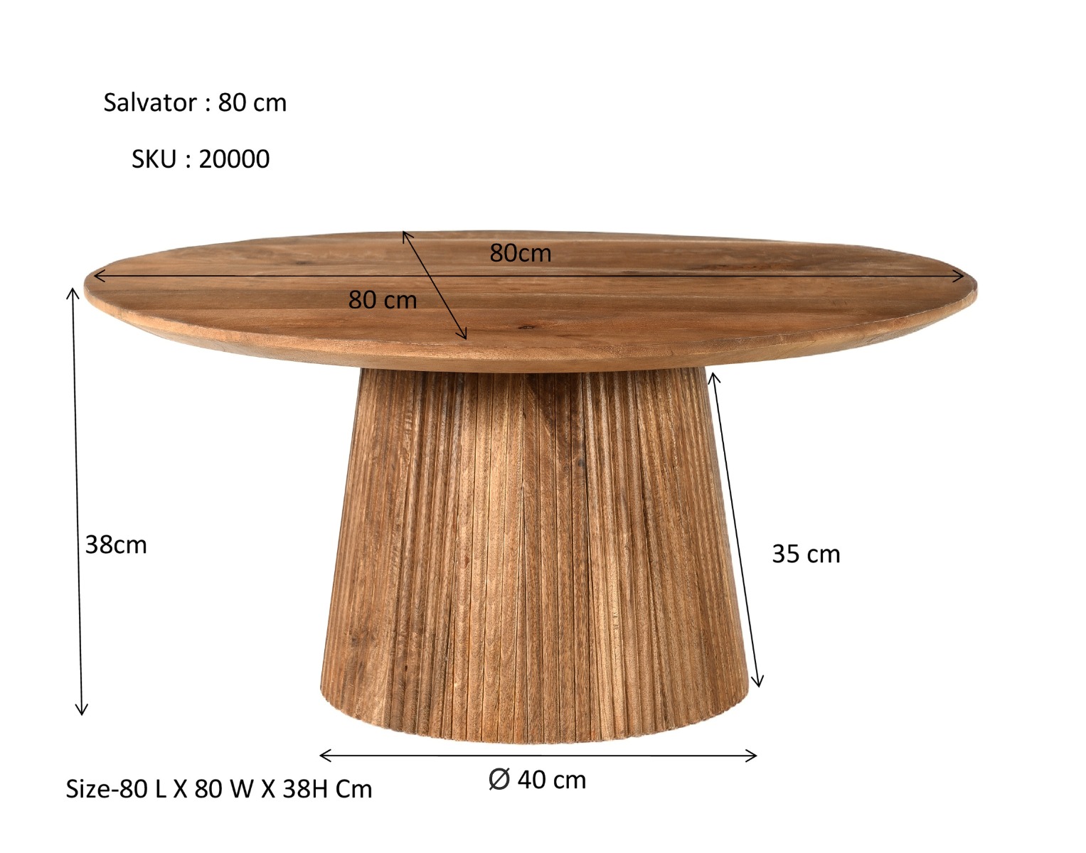 Salontafel Salvator 80 cm - Afbeelding 8