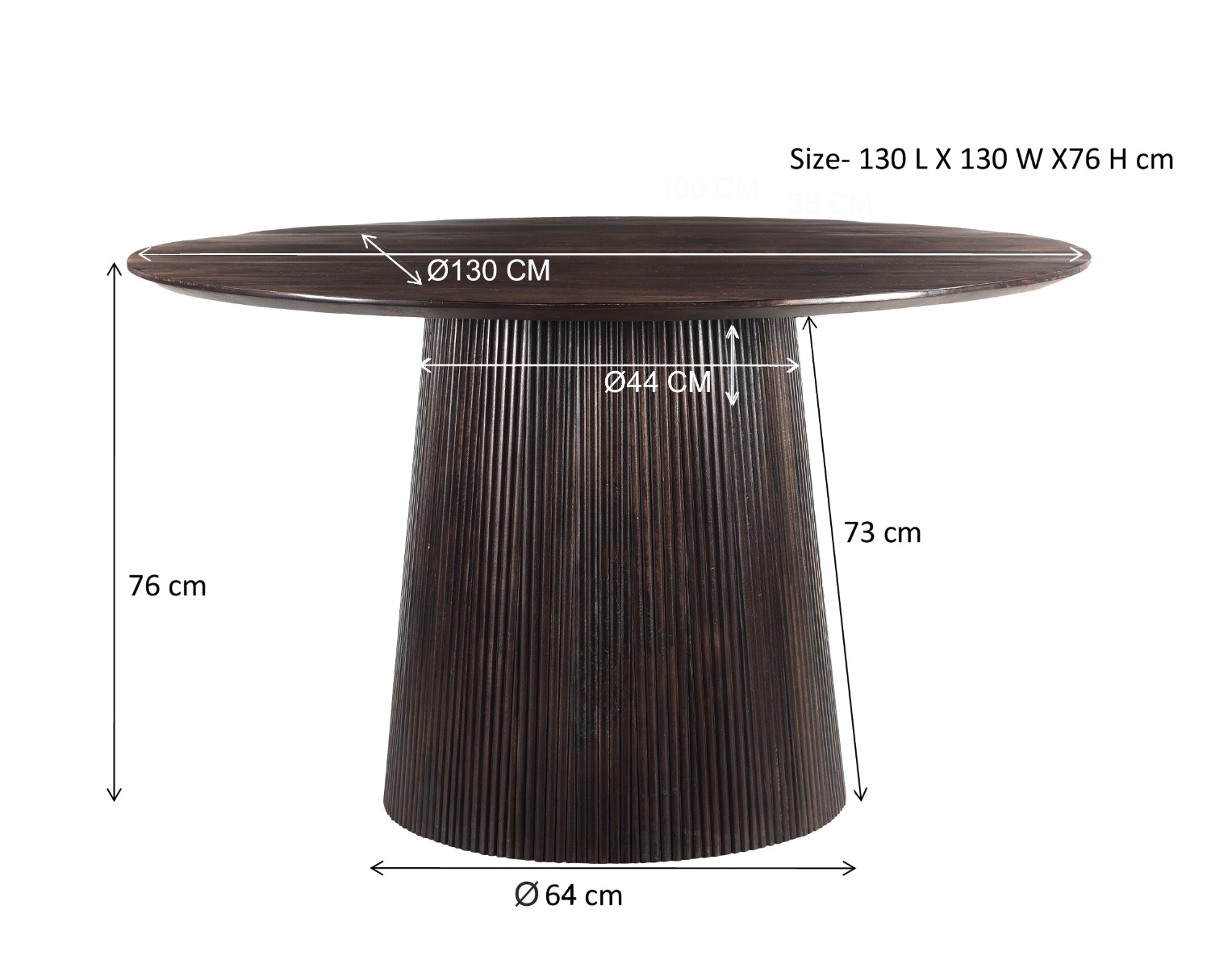 Eetkamertafel Salvator Walnut 130 cm - Afbeelding 7