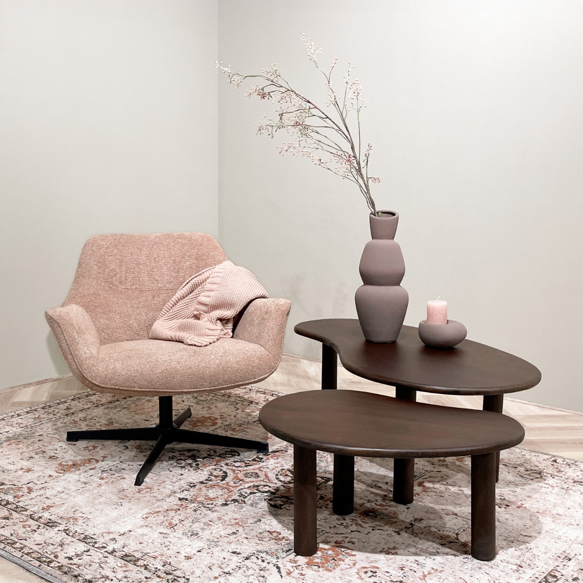 Salontafel Nubi bruin set van 2 - Afbeelding 5