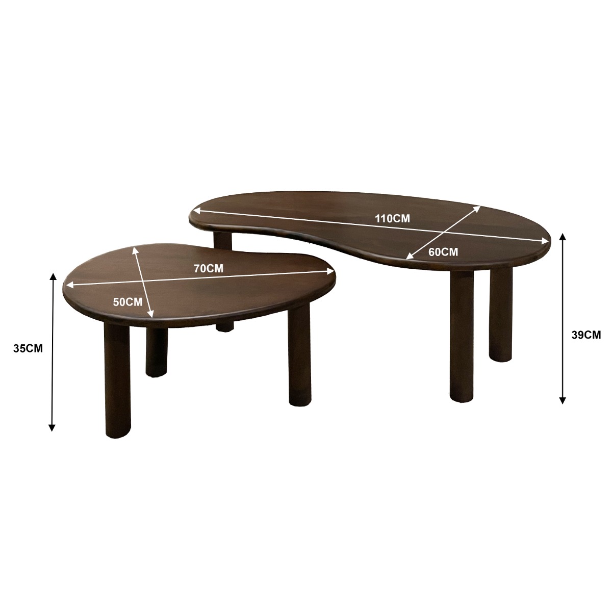Salontafel Nubi bruin set van 2 - Afbeelding 6