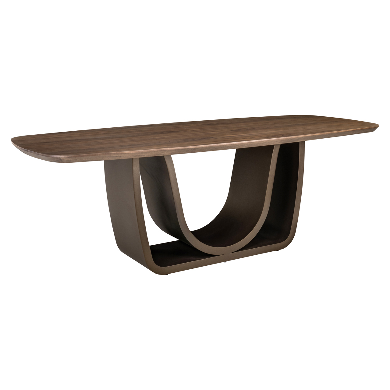 Eetkamertafel Windsor walnut base messing 230 cm