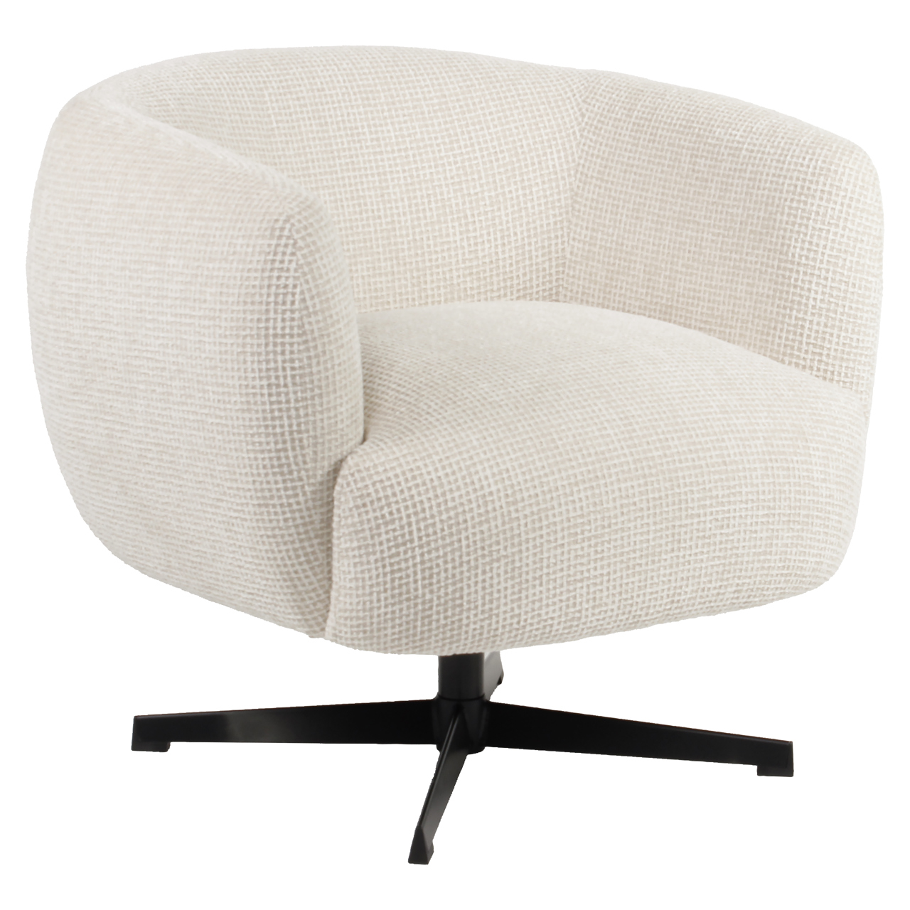 Lounge stoel Estelle beige blockweave swivel - Afbeelding 2