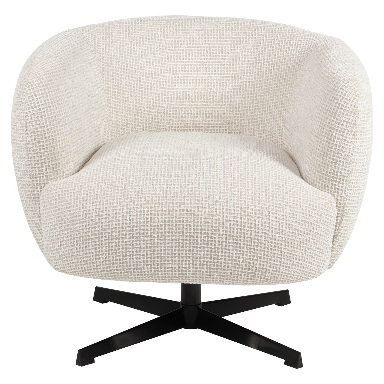 Lounge stoel Estelle beige blockweave swivel - Afbeelding 5