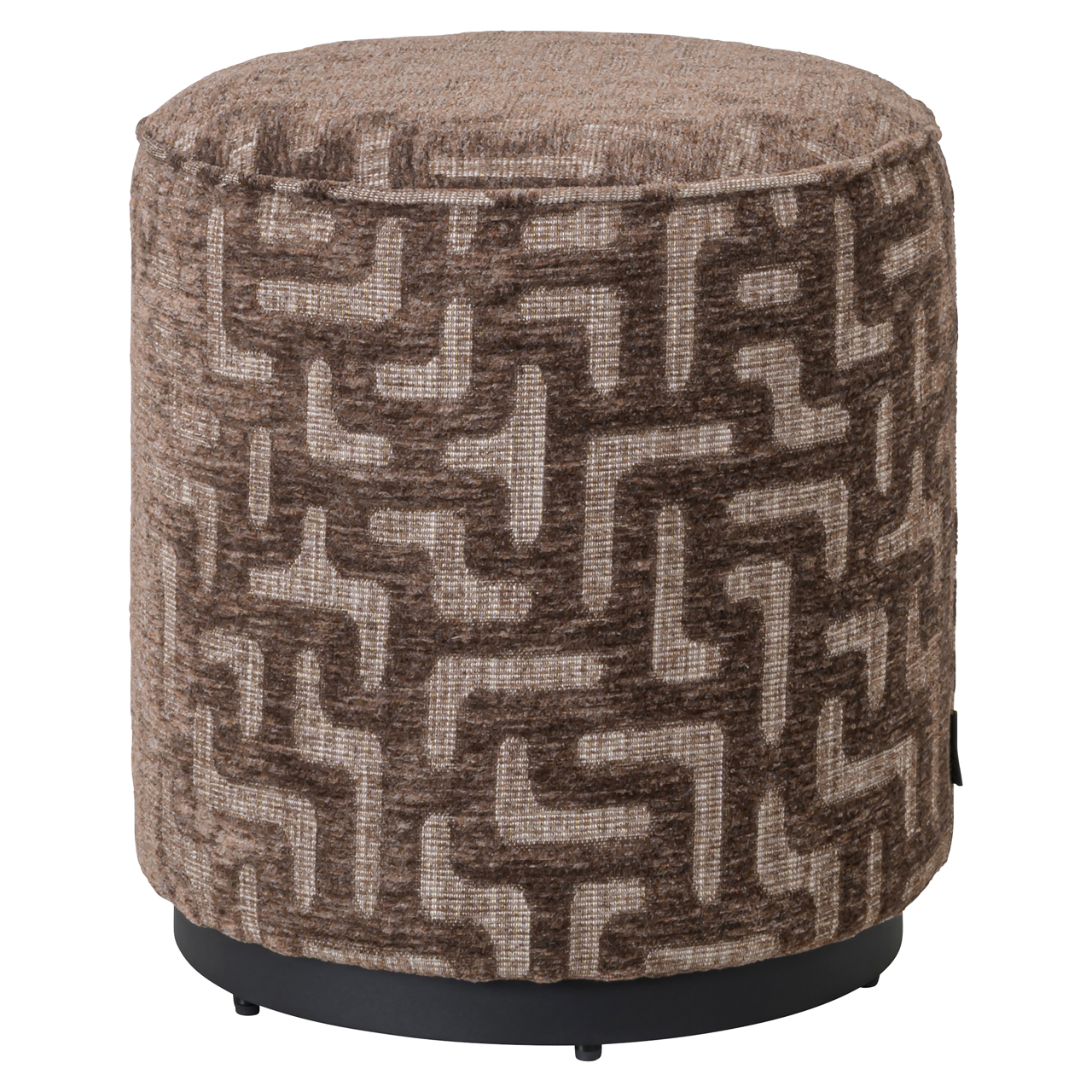 Voetenbank Poef Lexie labyrinth bruin Ø45 cm