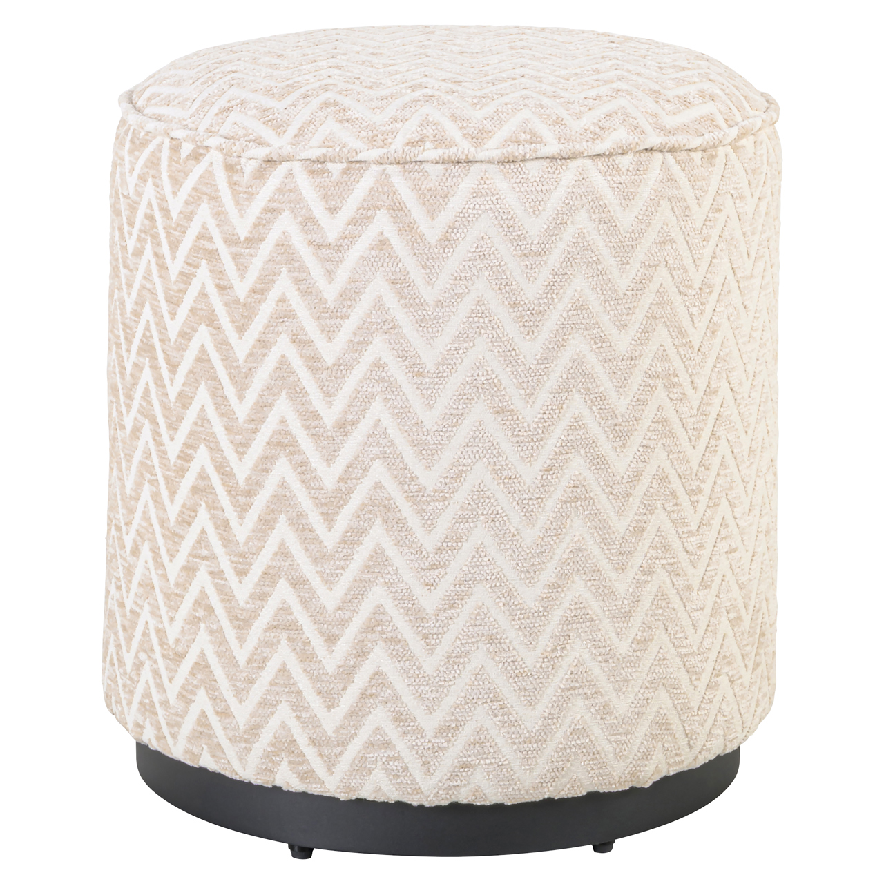 Voetenbank Poef Lexie chevron beige Ø45 cm