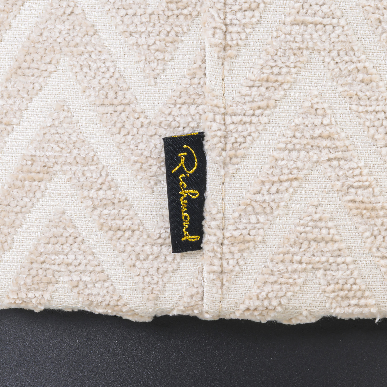 Voetenbank Poef Lexie chevron beige Ø45 cm - Afbeelding 2