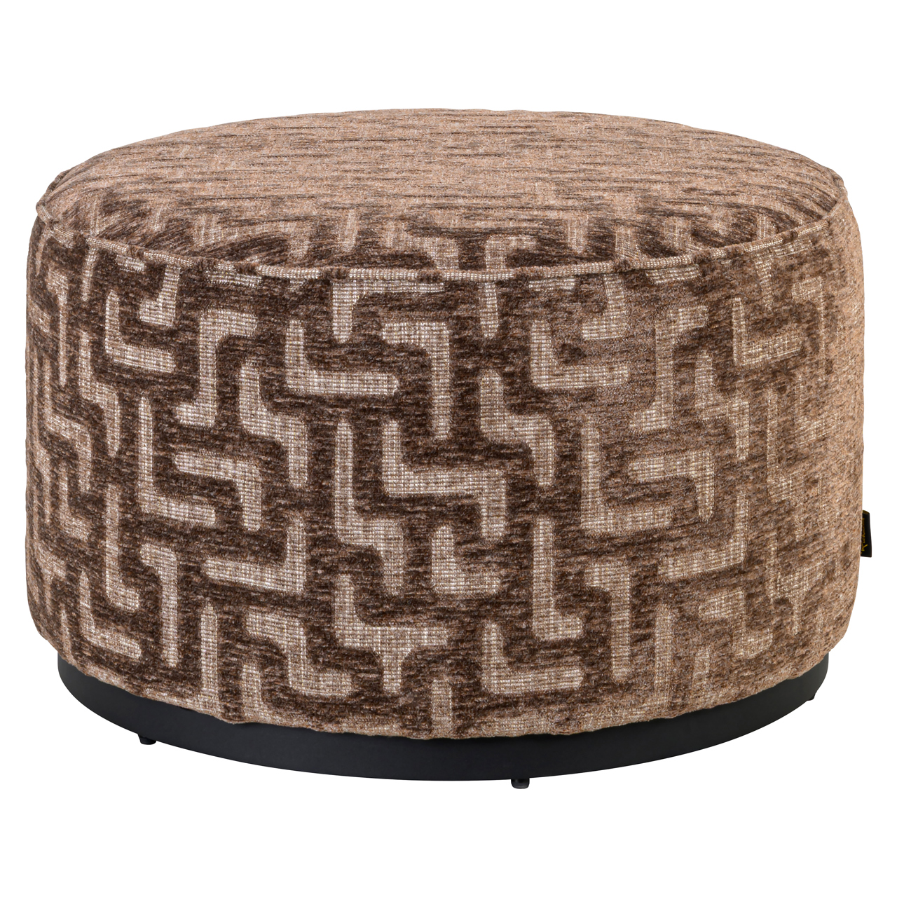 Voetenbank Poef Lexie labyrinth bruin Ø70 cm