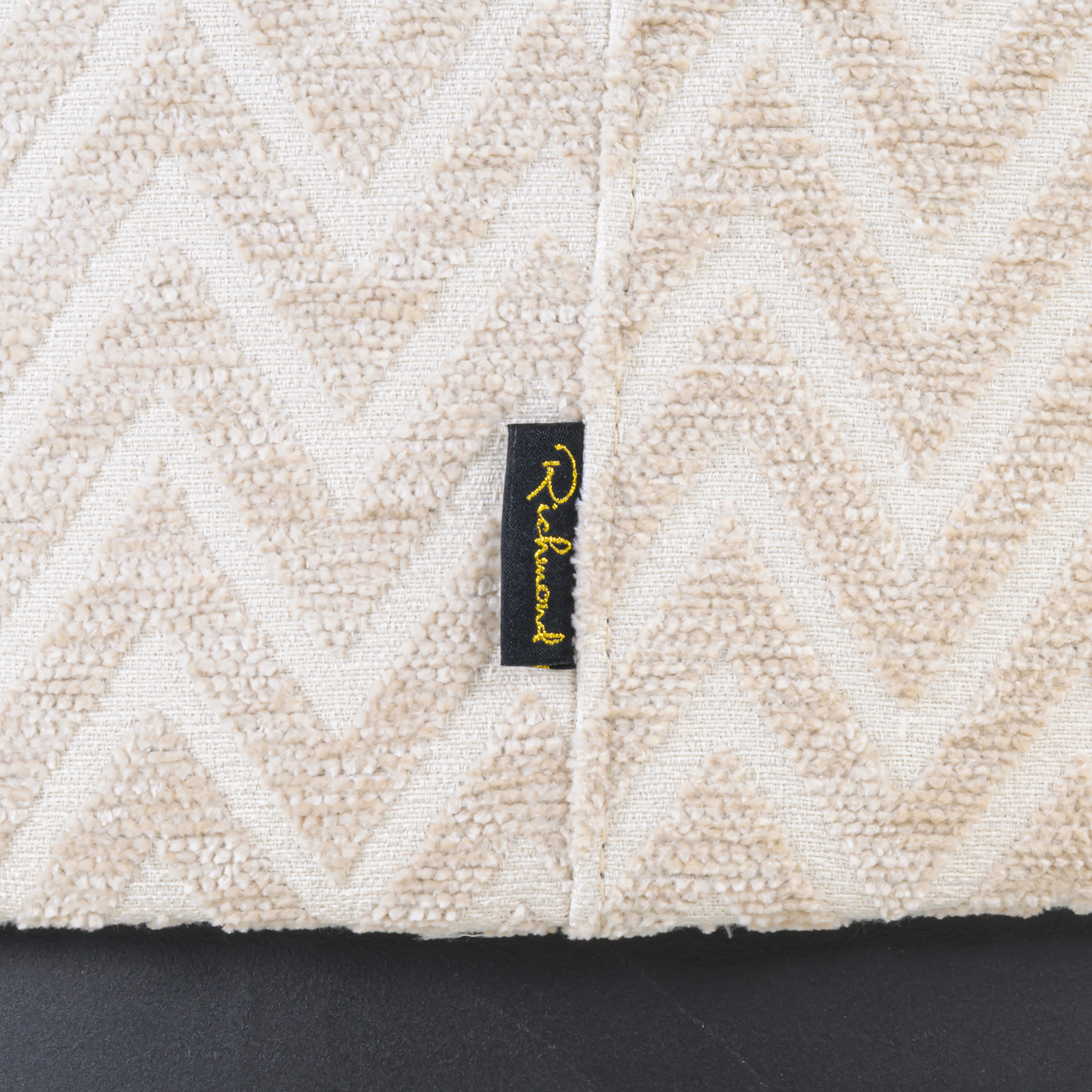 Poef & Voetenbank Lexie beige chevron 70Ø - Afbeelding 2