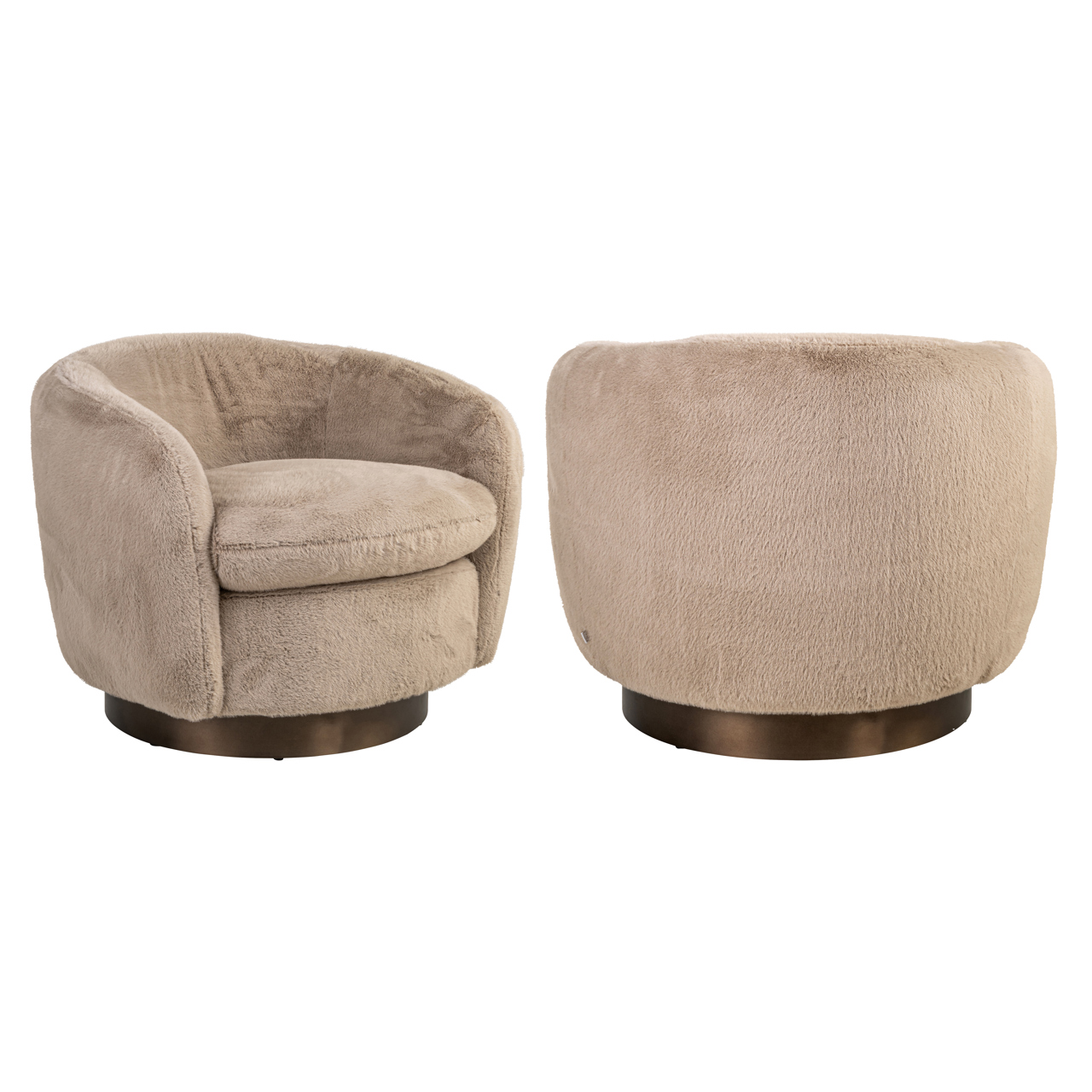 Loungestoel Colmar fluffy draaibaar khaki