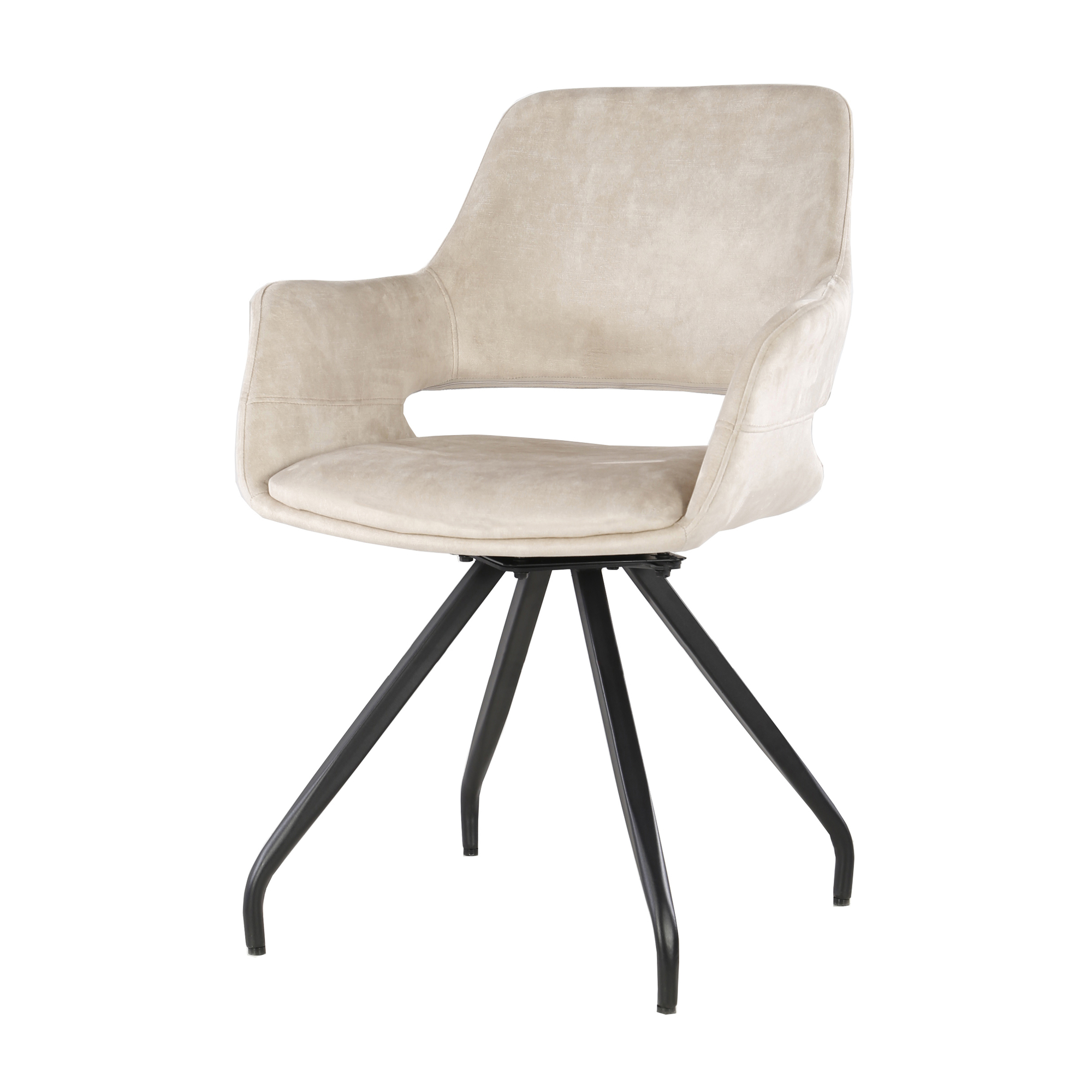 Eetkamerstoel Capp beige velours set van 2