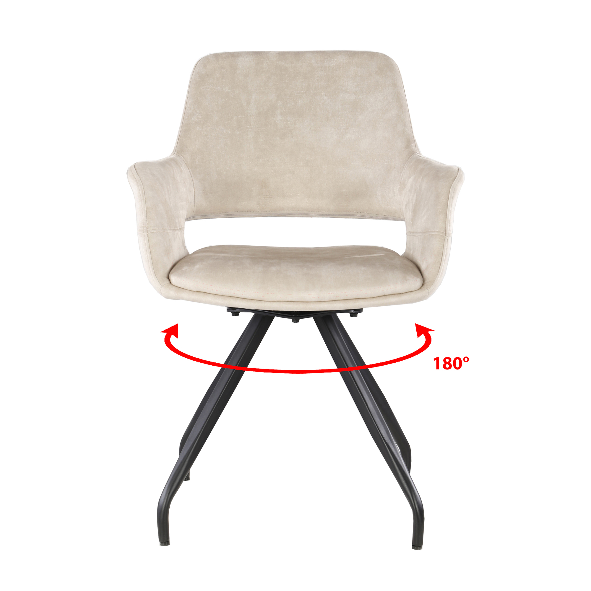 Eetkamerstoel Capp beige velours set van 2 - Afbeelding 2