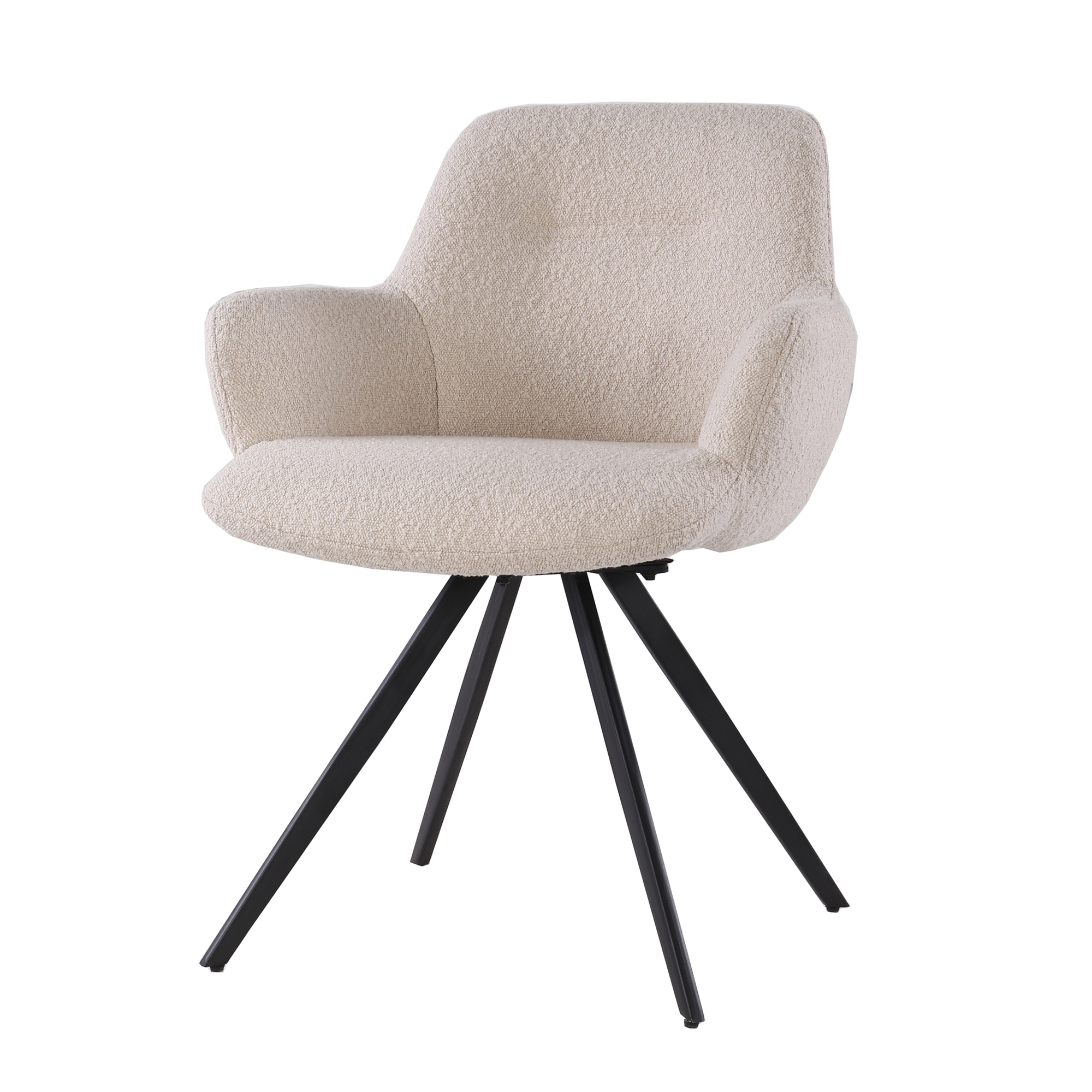 Eetkamerstoel Doreen beige bouclé set van 2