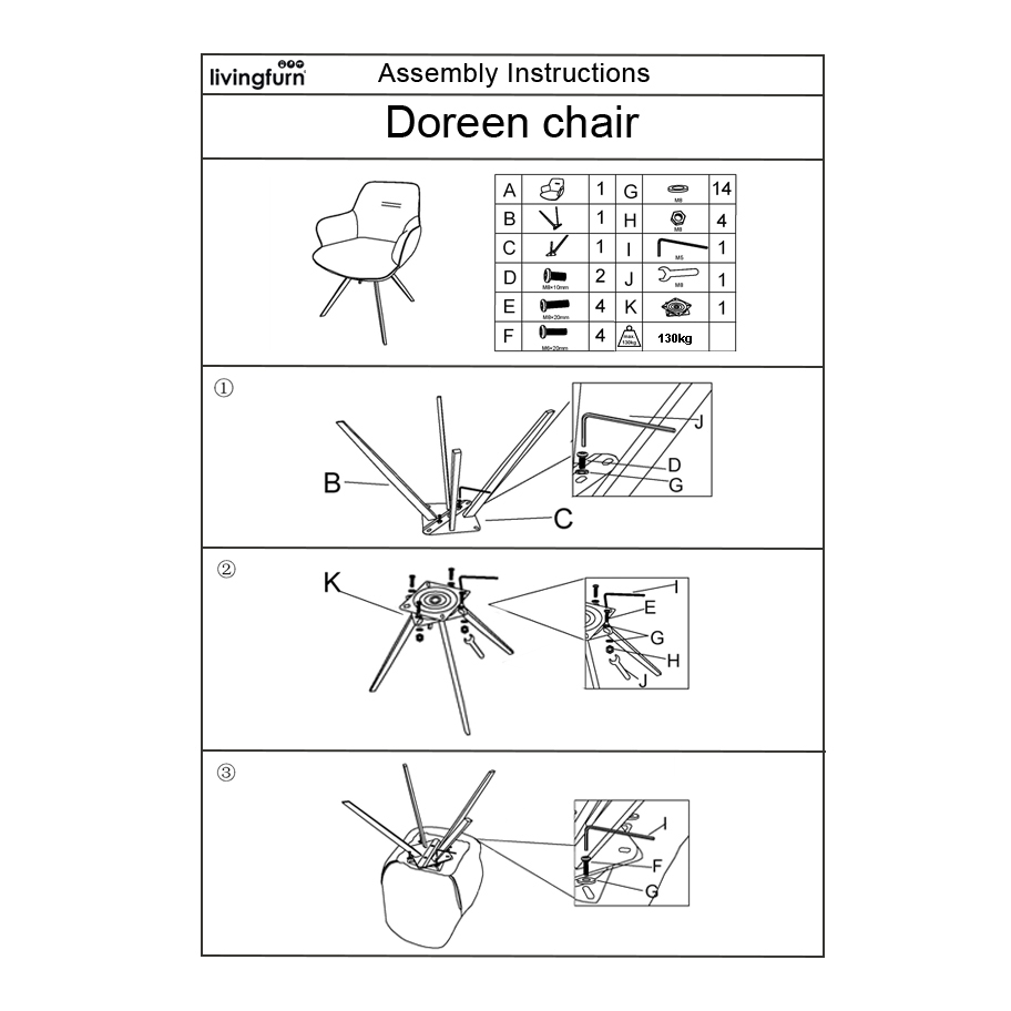 Eetkamerstoel Doreen bruin bouclé set van 2 - Afbeelding 8