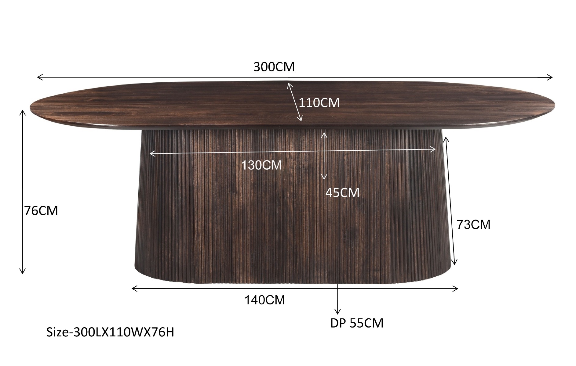 Eetkamertafel Salvator Walnut 300 cm - Afbeelding 7