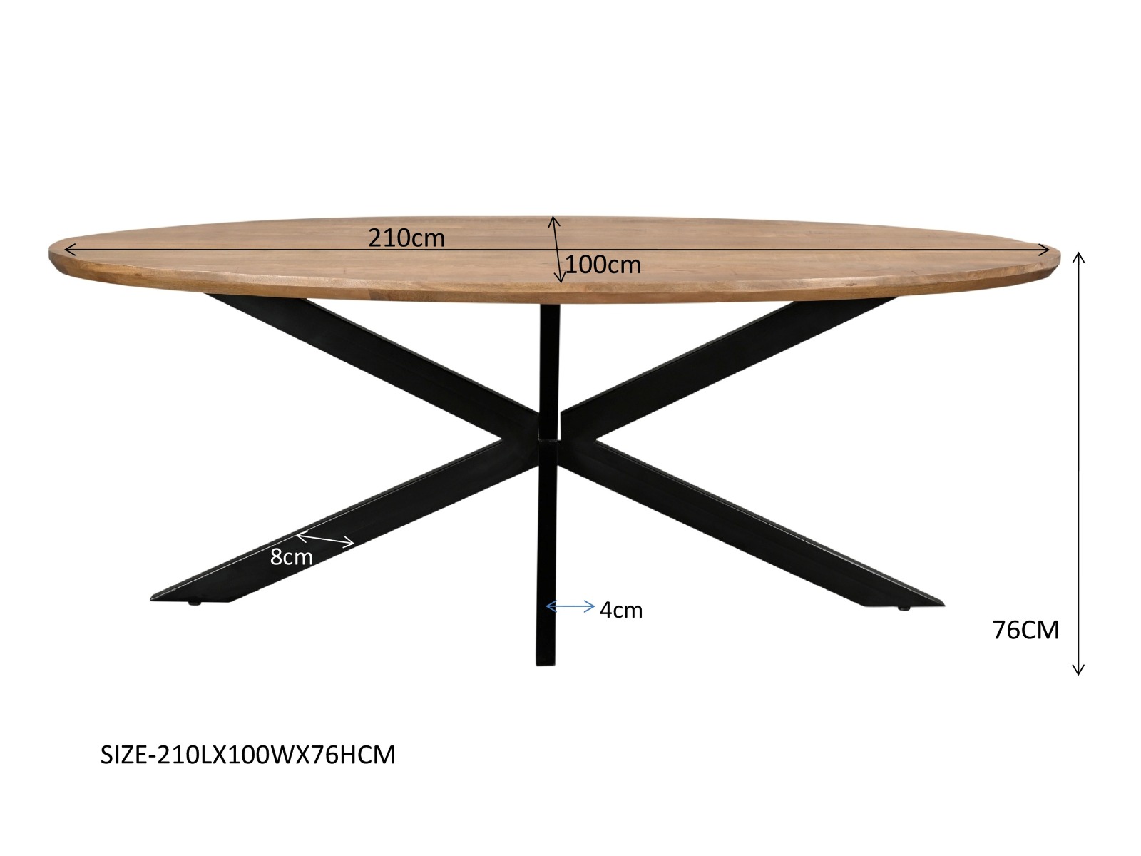 Eetkamertafel Jesper ovaal 210 cm - Afbeelding 7