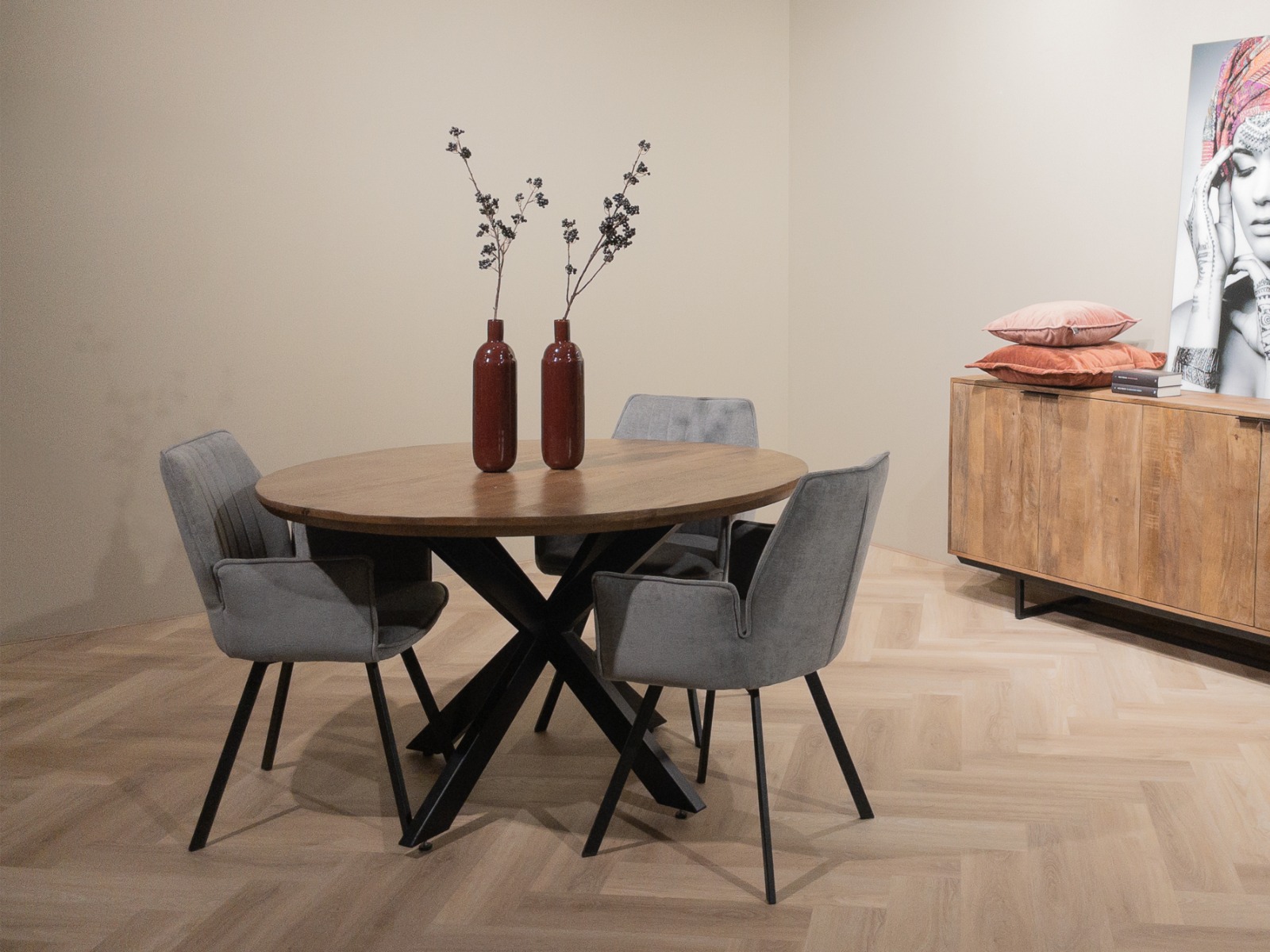 Eetkamertafel Jesper rond 130 cm - Afbeelding 5