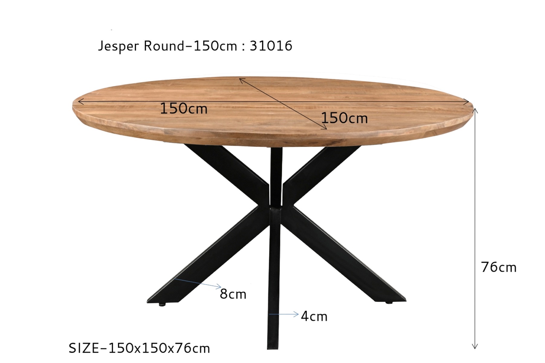 Eetkamertafel Jesper rond 150 cm - Afbeelding 6