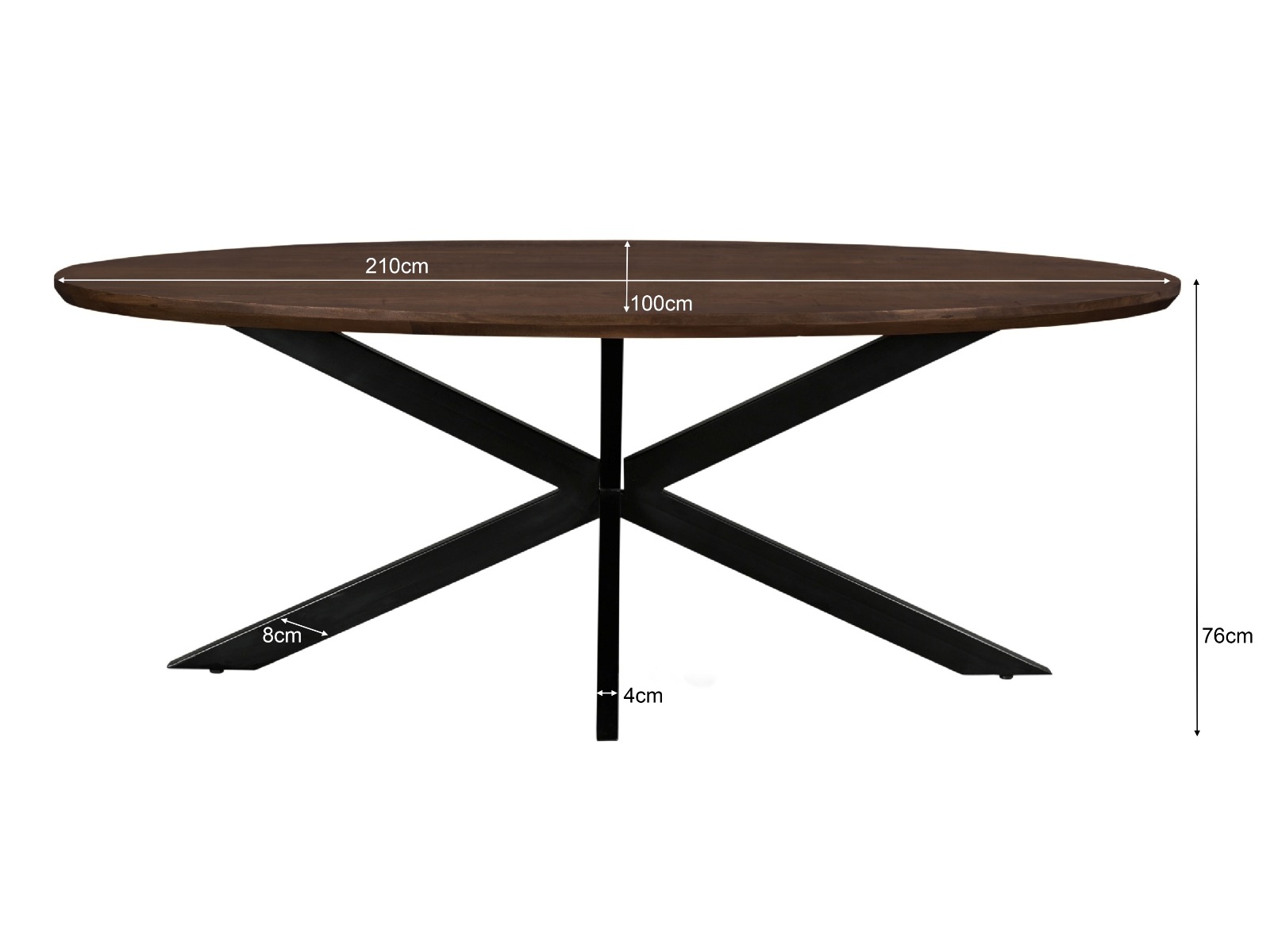 Eetkamertafel Jesper ovaal bruin 210 cm - Afbeelding 6