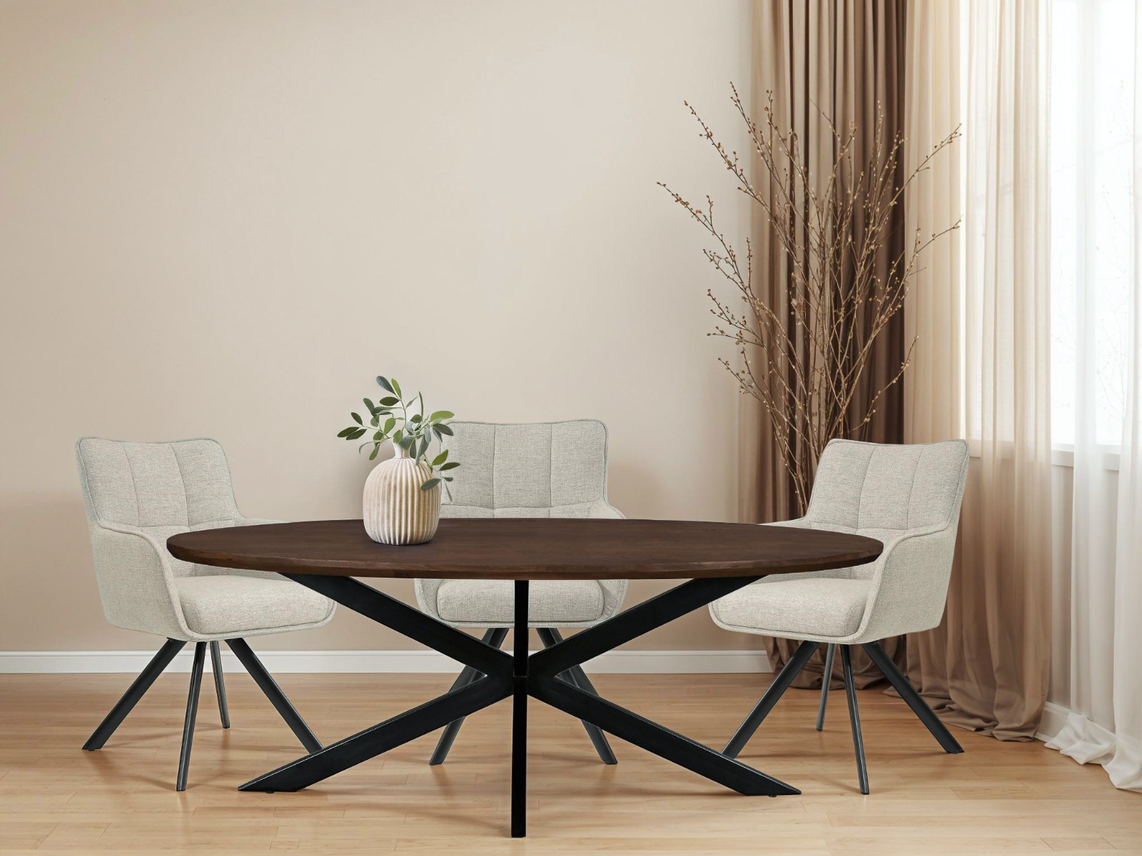Eetkamertafel Jesper ovaal bruin 210 cm - Afbeelding 7