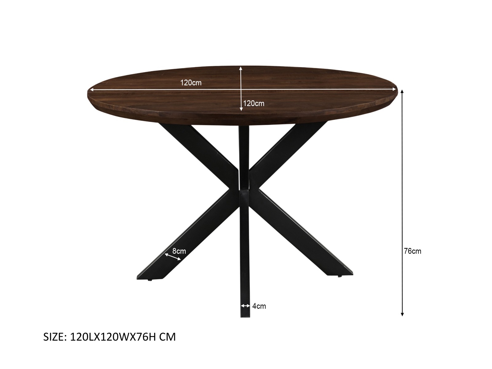Eetkamertafel Jesper rond bruin 120 cm - Afbeelding 6