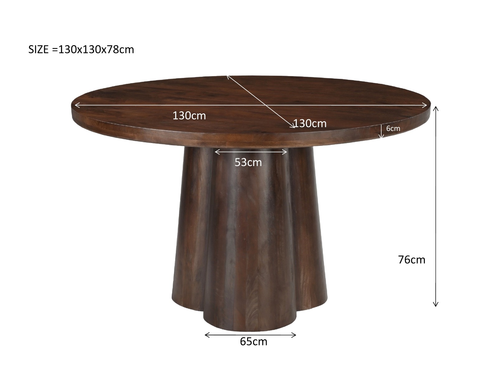 Eetkamertafel Clubs 130 cm - Afbeelding 5