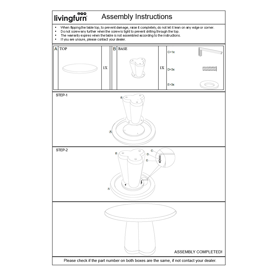 Eetkamertafel Clubs 130 cm - Afbeelding 6