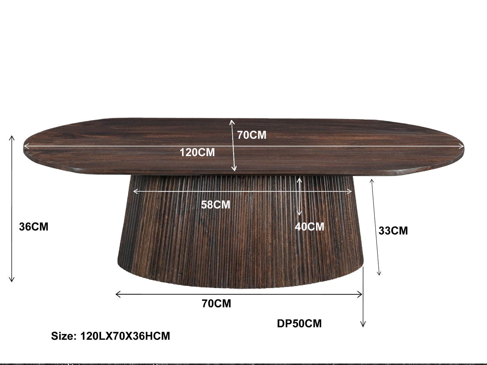 Salontafel Salvator Walnut ovaal 120 cm - Afbeelding 5