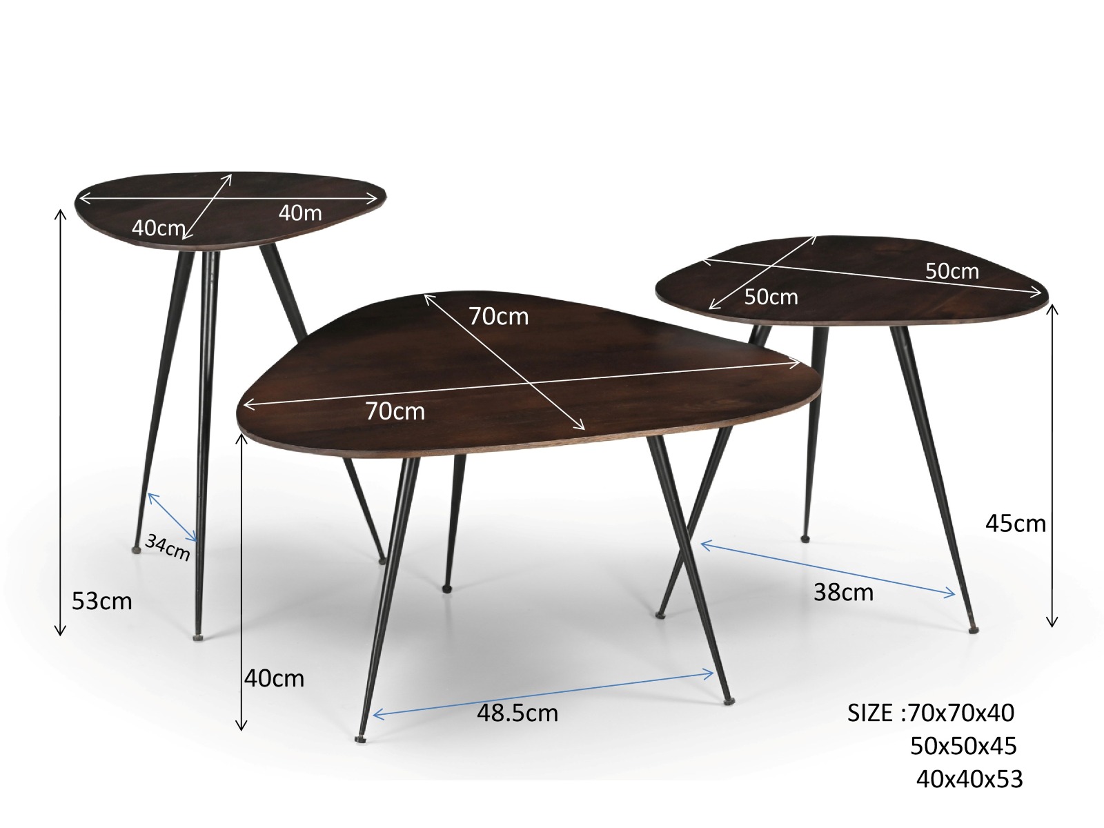Salontafel Loua bruin set van 3 - Afbeelding 5