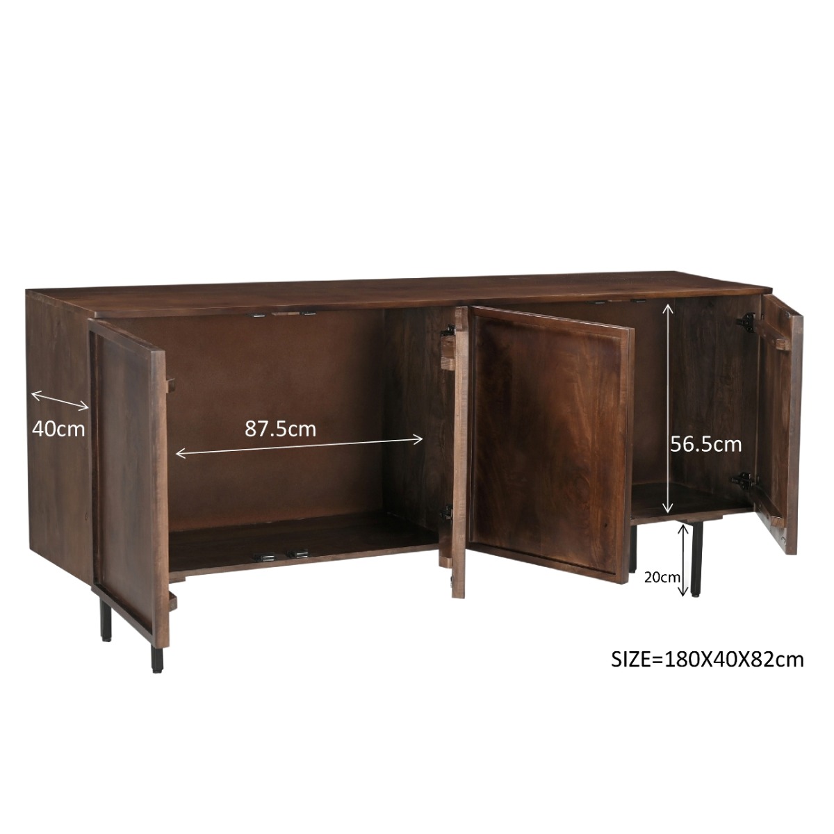 Dressoir Elan bruin 180 cm - Afbeelding 5