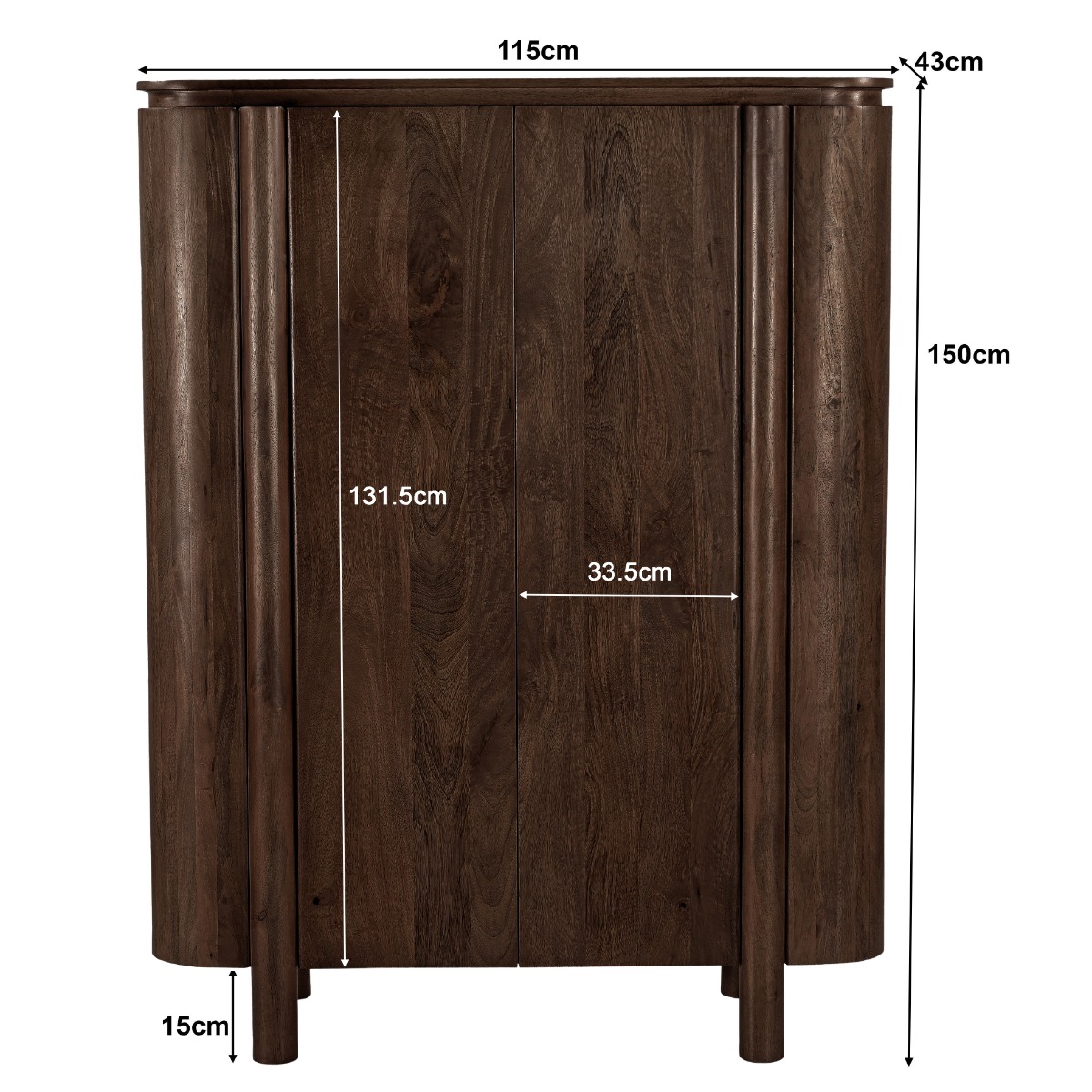 Kast Salano bruin 150 cm - Afbeelding 4