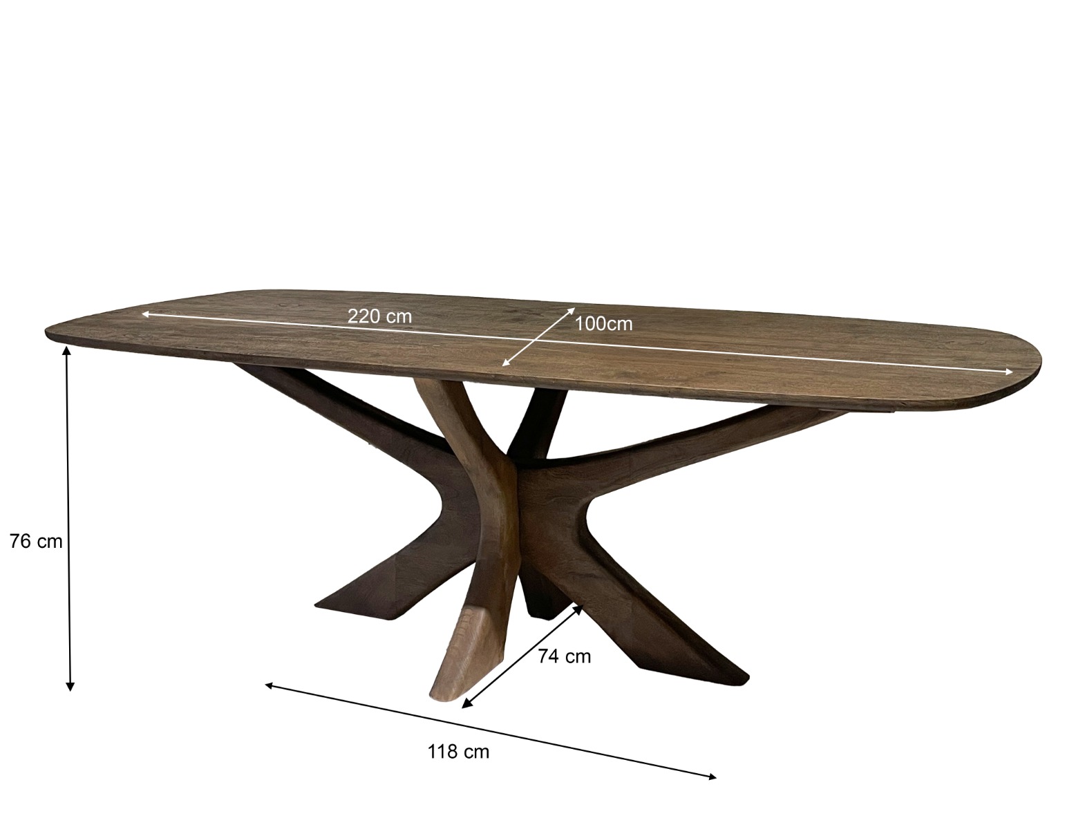 Eetkamertafel Montreaux bruin 220 cm - Afbeelding 5