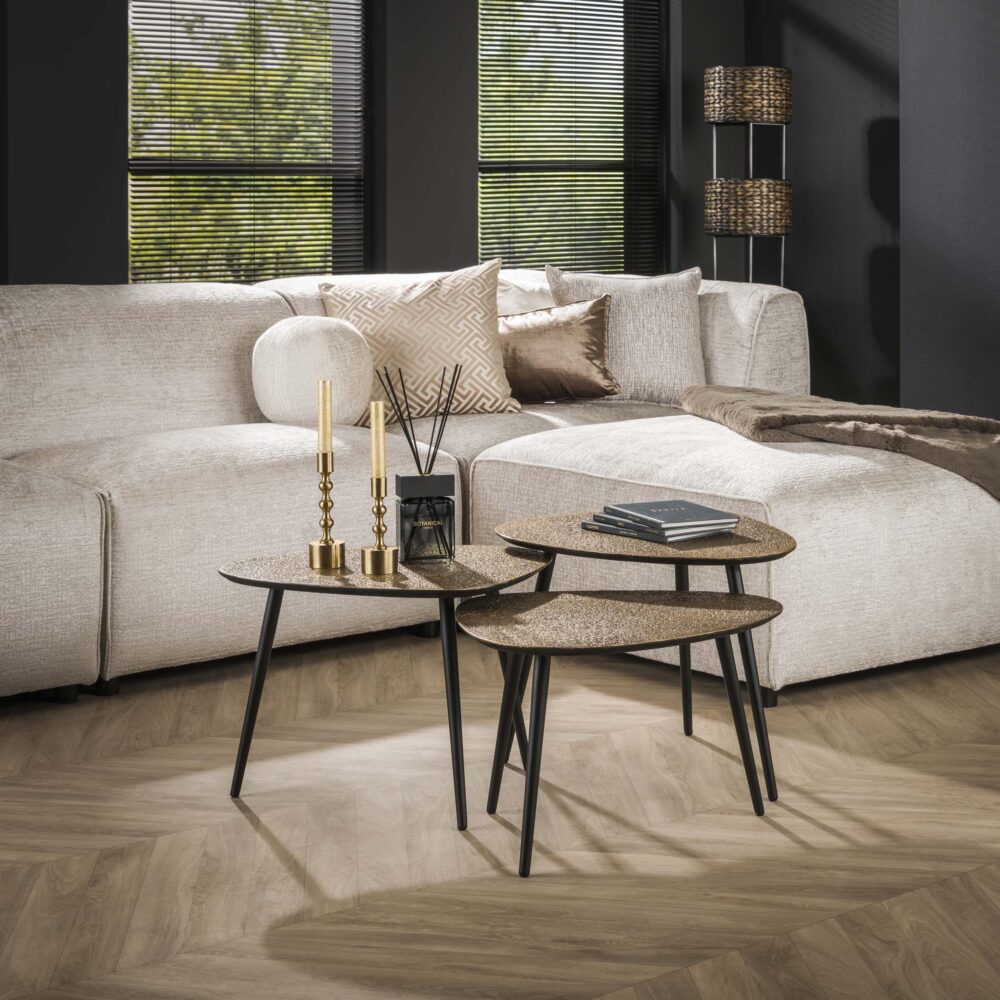 Salontafel Metallic driehoekig set/3