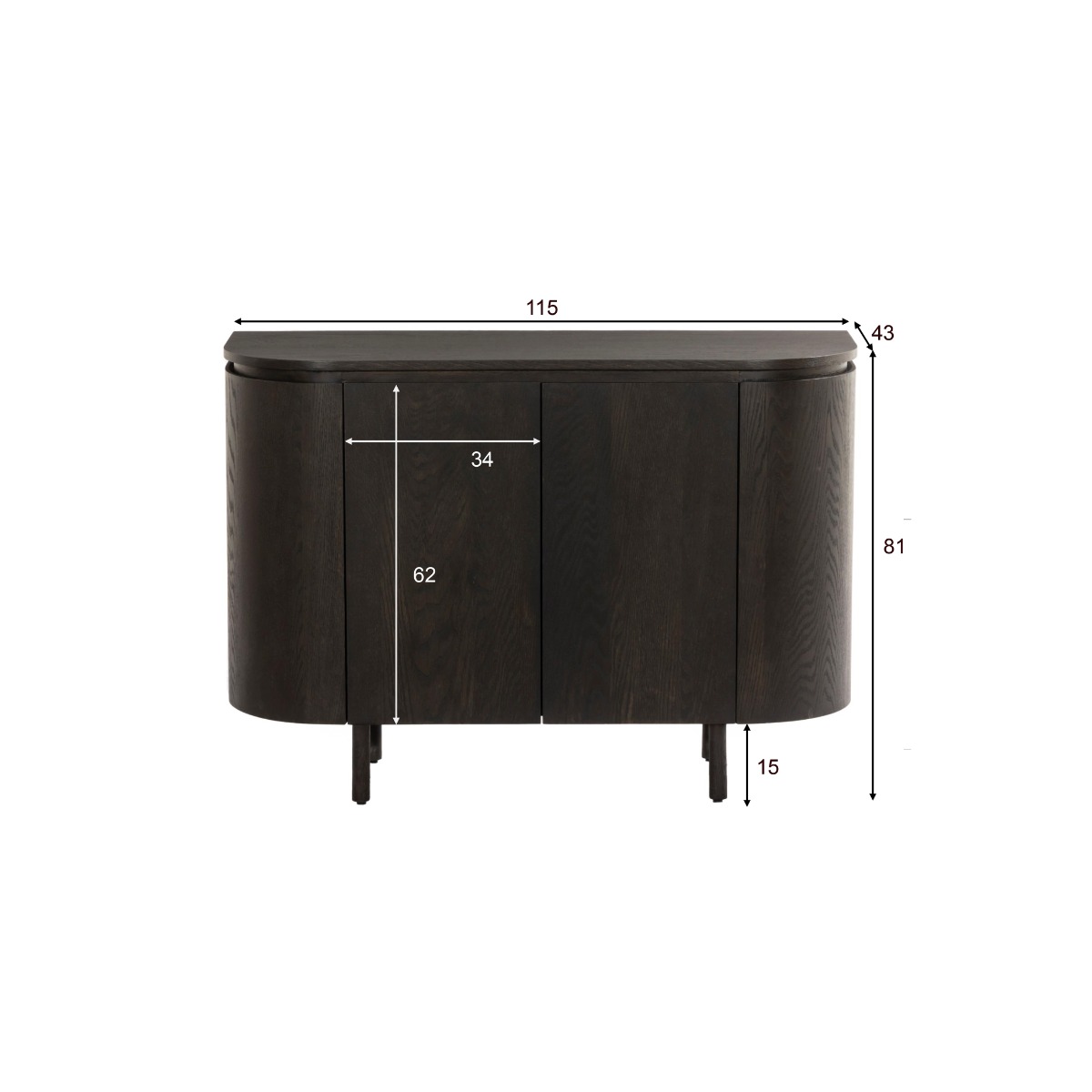 Dressoir Tobago Espresso 115 cm - Afbeelding 7
