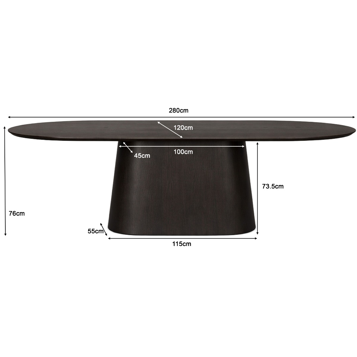 Eetkamertafel Novero Espresso 280 cm - Afbeelding 7