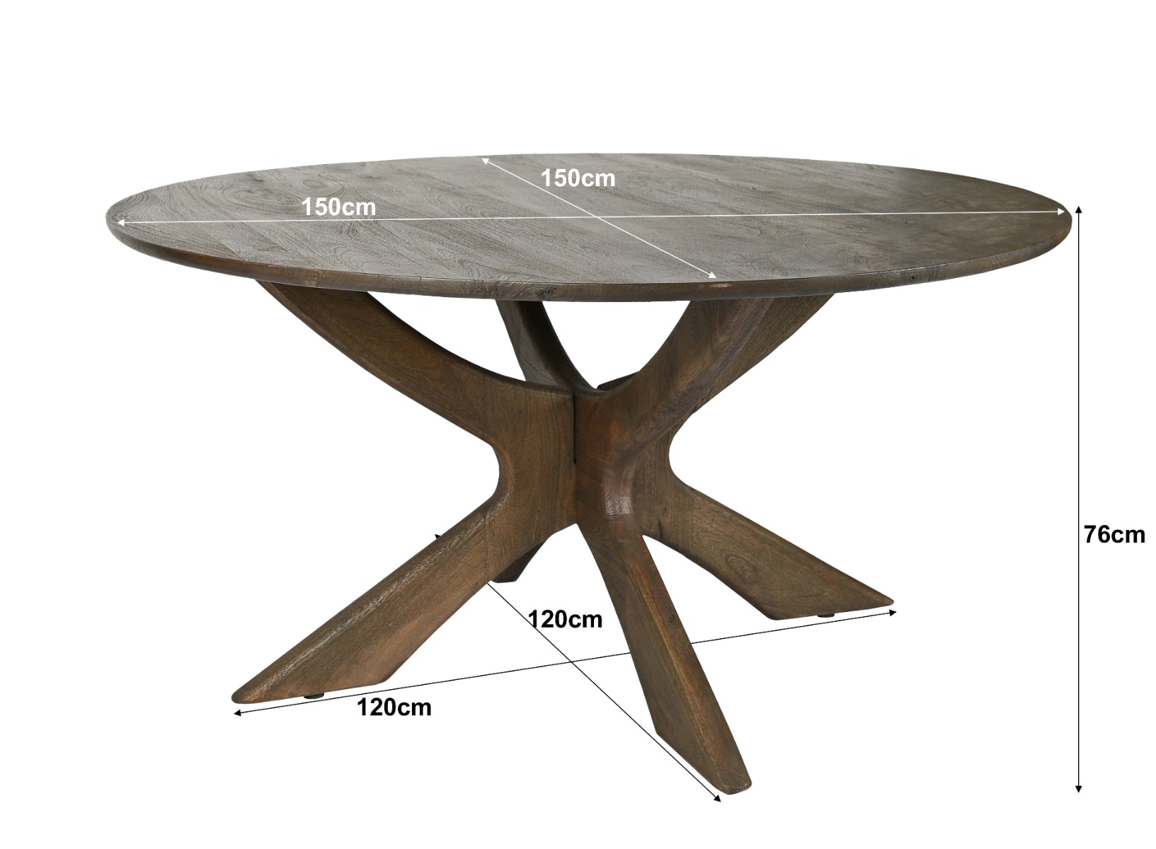 Eetkamertafel Montreaux rond bruin 150 cm - Afbeelding 7