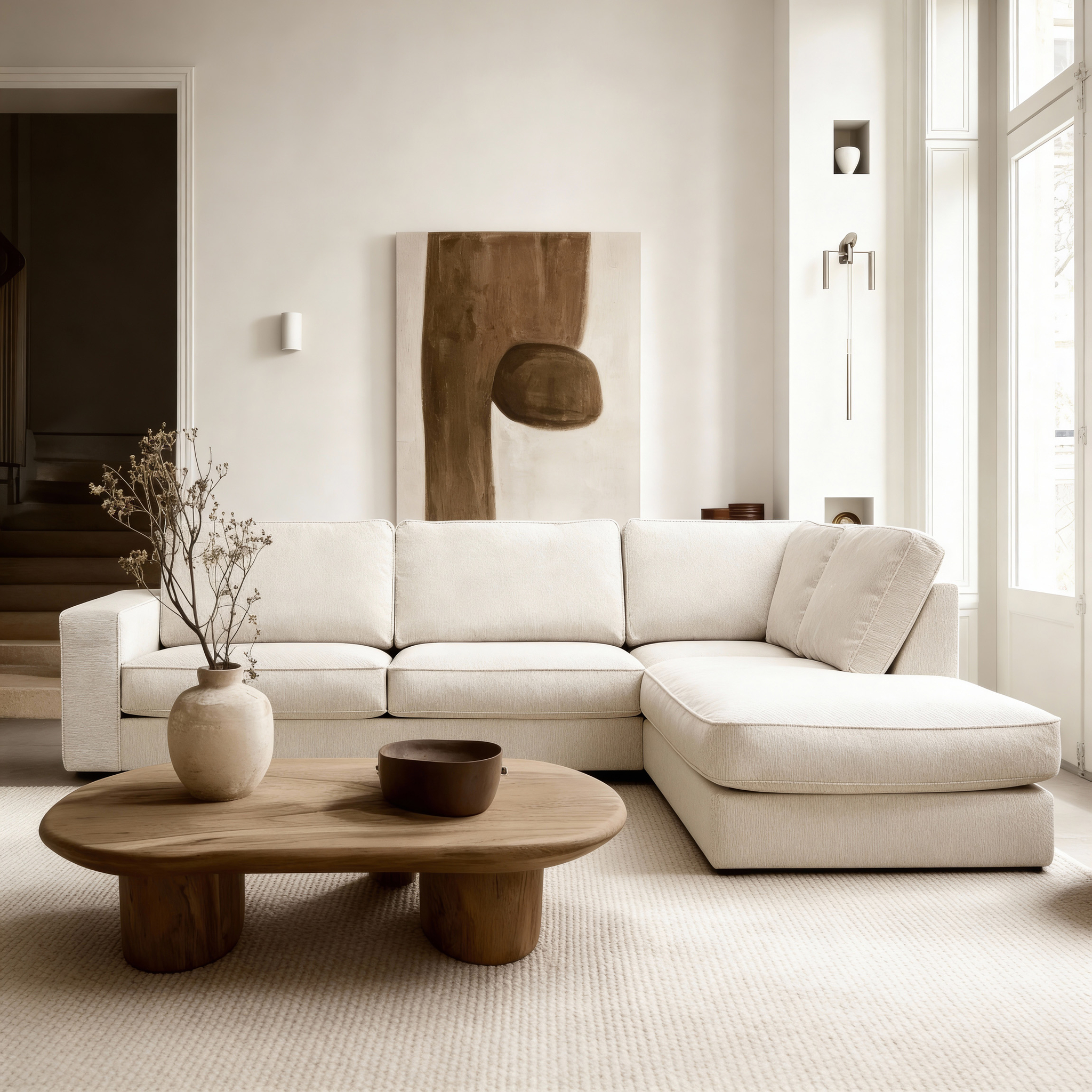 Hoekbank Easton 3-zits rechts naturel