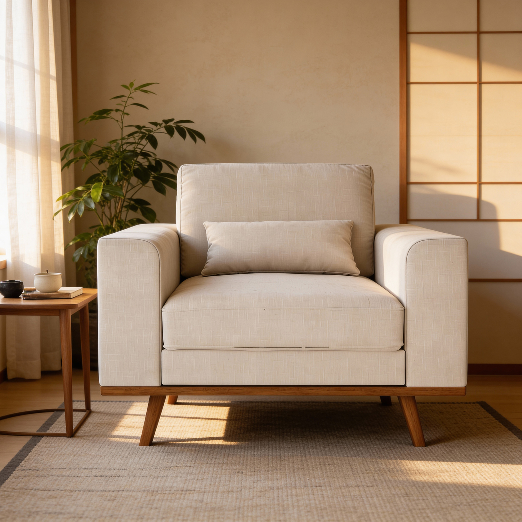 Fauteuil Japandi 1-zits beige