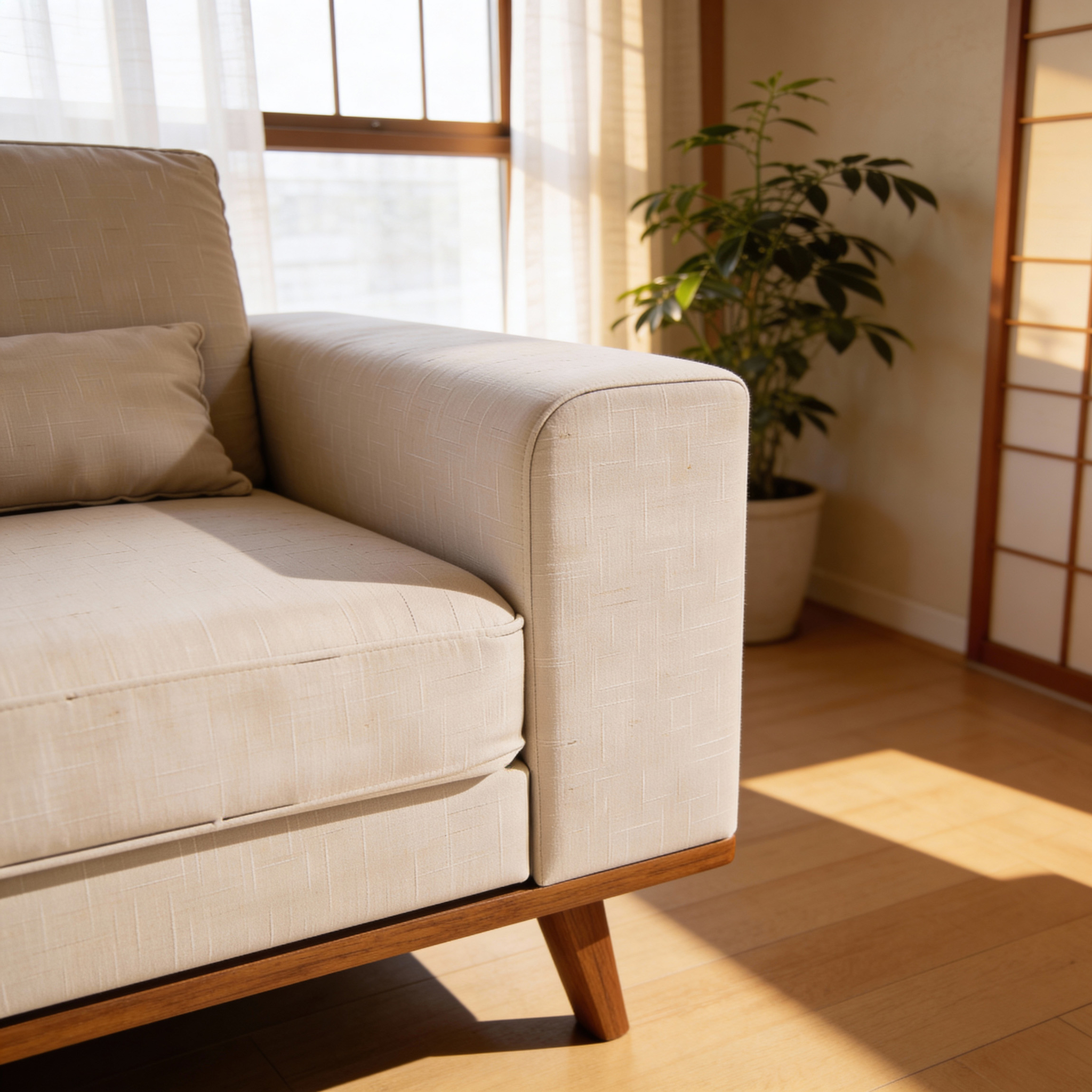 Fauteuil Japandi 1-zits beige - Afbeelding 5