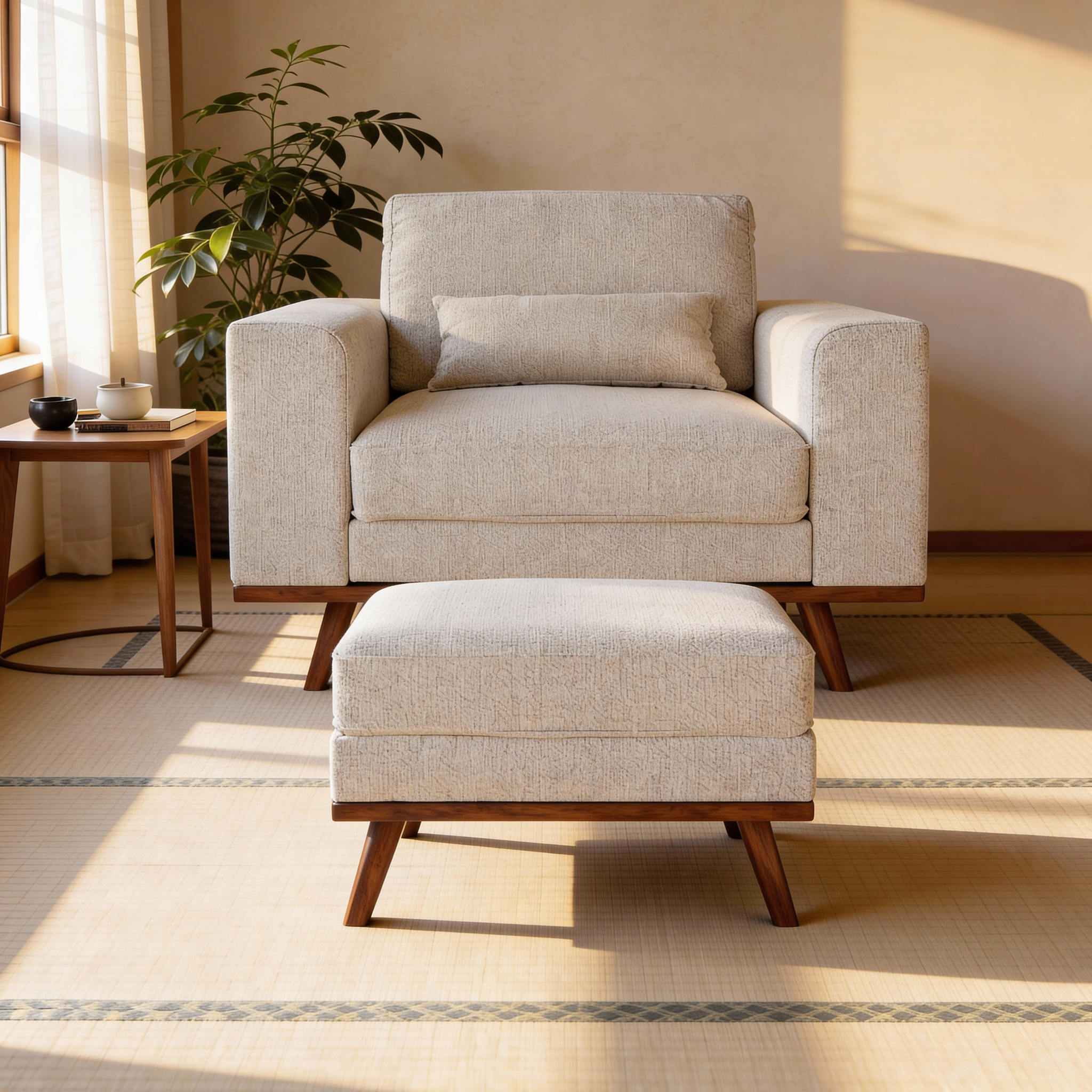 Voetenbank Japandi beige