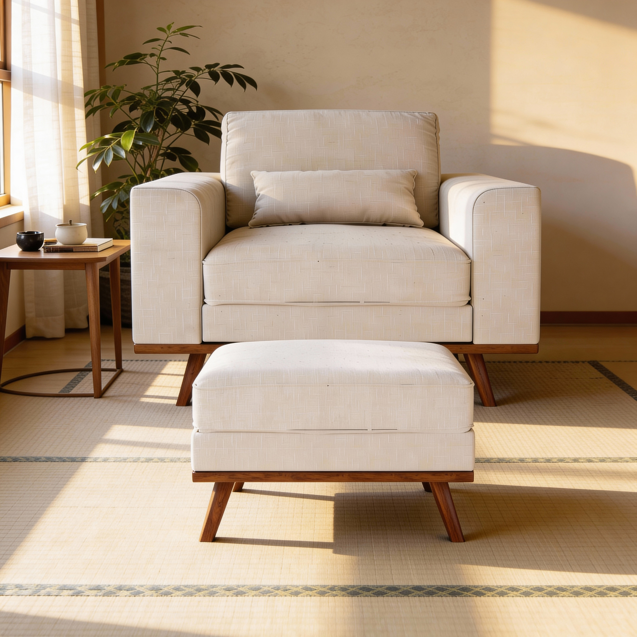 Voetenbank Japandi beige