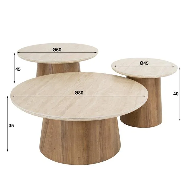 Salontafel Romano rond set/3 - Afbeelding 8