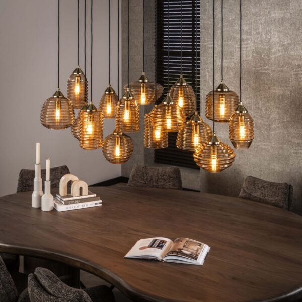 7070_39A_1 Hanglamp Rib Glass 5+5+5L