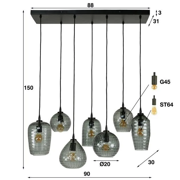 Hanglamp Hexagon 4+3L - Afbeelding 6