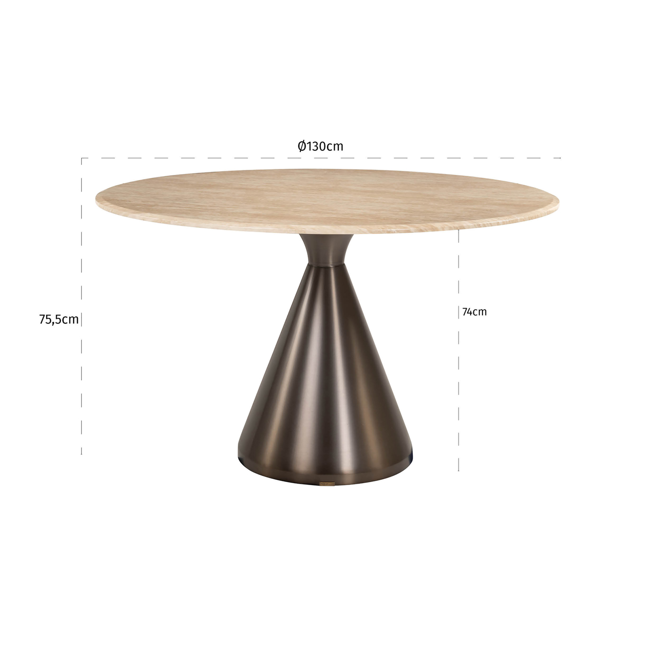 Eetkamertafel Montgommery beige Ø130 cm - Afbeelding 3