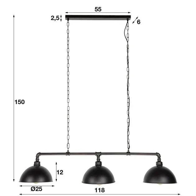 Hanglamp Industrial Tube 3L - Afbeelding 6