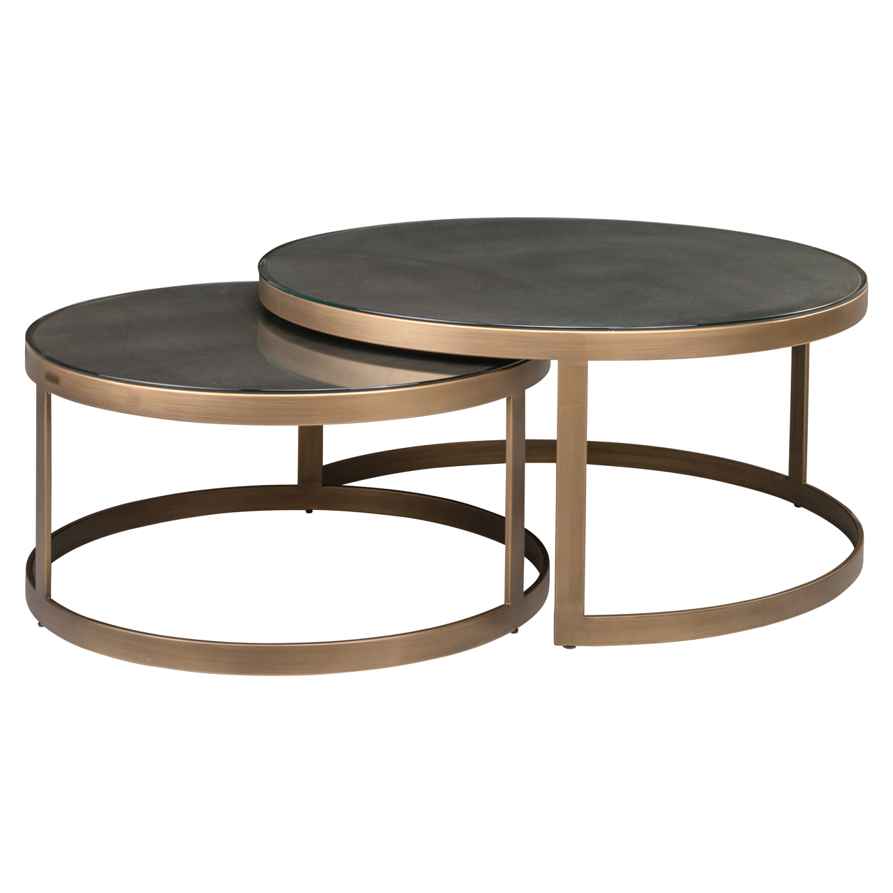 Salontafel Bloomville shagreen incl. tops messing glas set van 2